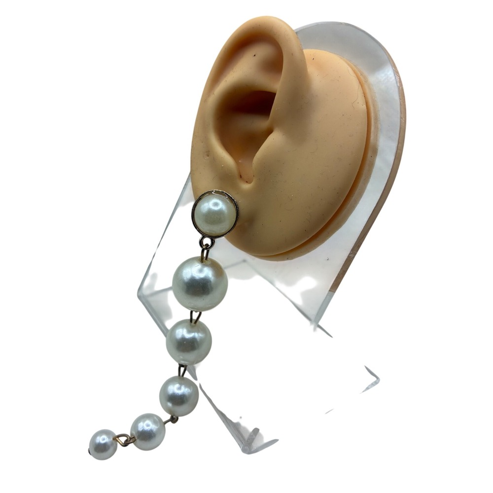 Total You 360 Boutique White Faux Pearl Graduated Drop Dangle Earrings 4 Inch